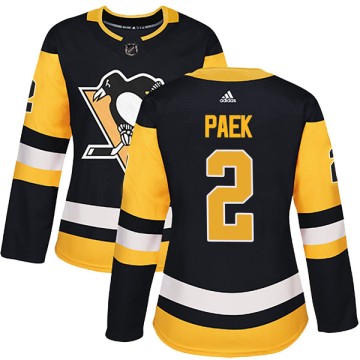 Authentic Adidas Women's Jim Paek Pittsburgh Penguins Home Jersey - Black