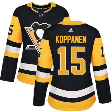 Authentic Adidas Women's Joona Koppanen Pittsburgh Penguins Home Jersey - Black