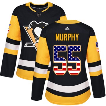Authentic Adidas Women's Larry Murphy Pittsburgh Penguins USA Flag Fashion Jersey - Black