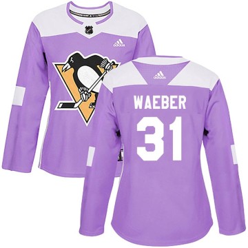 Authentic Adidas Women's Ludovic Waeber Pittsburgh Penguins Fights Cancer Practice Jersey - Purple