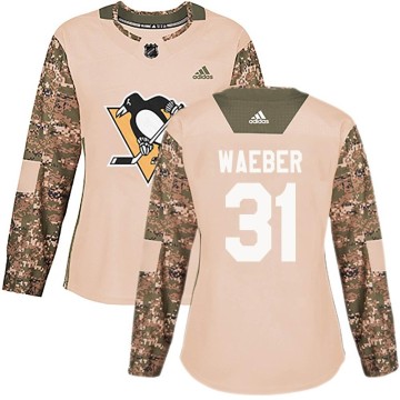 Authentic Adidas Women's Ludovic Waeber Pittsburgh Penguins Veterans Day Practice Jersey - Camo