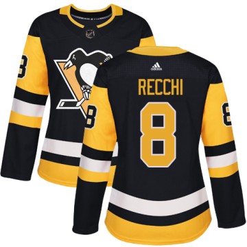 Authentic Adidas Women's Mark Recchi Pittsburgh Penguins Home Jersey - Black