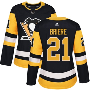 Authentic Adidas Women's Michel Briere Pittsburgh Penguins Home Jersey - Black