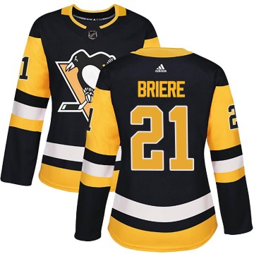 Authentic Adidas Women's Michel Briere Pittsburgh Penguins Home Jersey - Black
