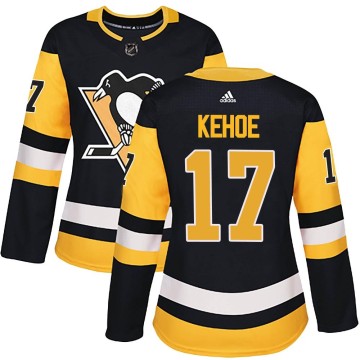 Authentic Adidas Women's Rick Kehoe Pittsburgh Penguins Home Jersey - Black