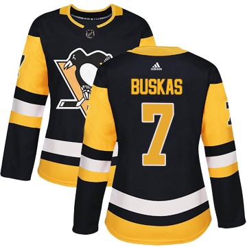 Authentic Adidas Women's Rod Buskas Pittsburgh Penguins Home Jersey - Black