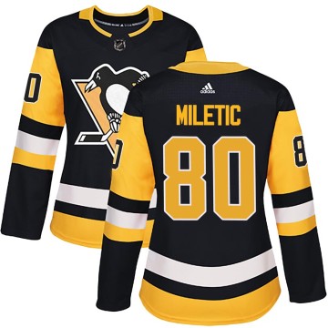 Authentic Adidas Women's Sam Miletic Pittsburgh Penguins Home Jersey - Black