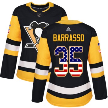 Authentic Adidas Women's Tom Barrasso Pittsburgh Penguins USA Flag Fashion Jersey - Black