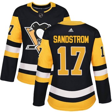 Authentic Adidas Women's Tomas Sandstrom Pittsburgh Penguins Home Jersey - Black