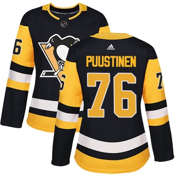 Authentic Adidas Women's Valtteri Puustinen Pittsburgh Penguins Home Jersey - Black