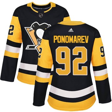 Authentic Adidas Women's Vasily Ponomarev Pittsburgh Penguins Home Jersey - Black