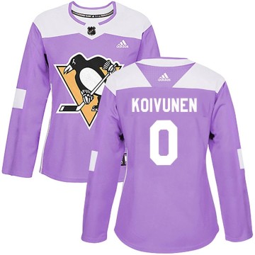 Authentic Adidas Women's Ville Koivunen Pittsburgh Penguins Fights Cancer Practice Jersey - Purple