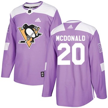 Authentic Adidas Youth Ab Mcdonald Pittsburgh Penguins Fights Cancer Practice Jersey - Purple
