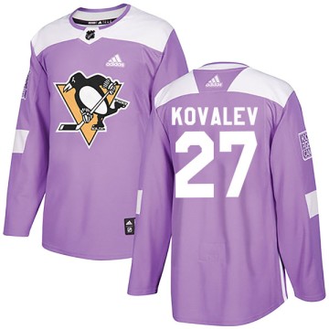 Authentic Adidas Youth Alex Kovalev Pittsburgh Penguins Fights Cancer Practice Jersey - Purple