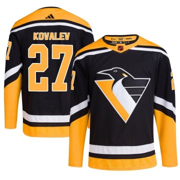 Authentic Adidas Youth Alex Kovalev Pittsburgh Penguins Reverse Retro 2.0 Jersey - Black