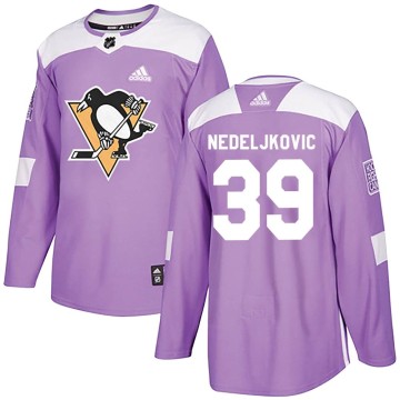Authentic Adidas Youth Alex Nedeljkovic Pittsburgh Penguins Fights Cancer Practice Jersey - Purple