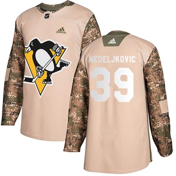 Authentic Adidas Youth Alex Nedeljkovic Pittsburgh Penguins Veterans Day Practice Jersey - Camo