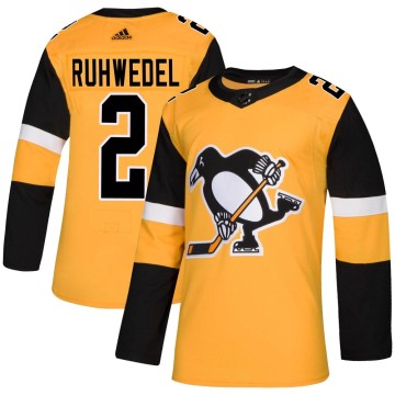 Authentic Adidas Youth Chad Ruhwedel Pittsburgh Penguins Alternate Jersey - Gold
