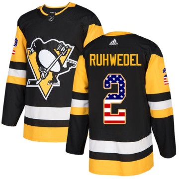 Authentic Adidas Youth Chad Ruhwedel Pittsburgh Penguins USA Flag Fashion Jersey - Black