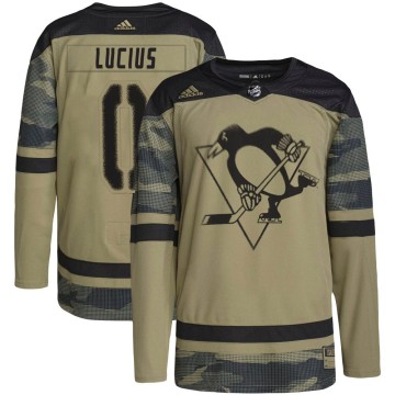 Authentic Adidas Youth Cruz Lucius Pittsburgh Penguins Military Appreciation Practice Jersey - Camo
