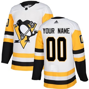Authentic Adidas Youth Custom Pittsburgh Penguins Custom Away Jersey - White
