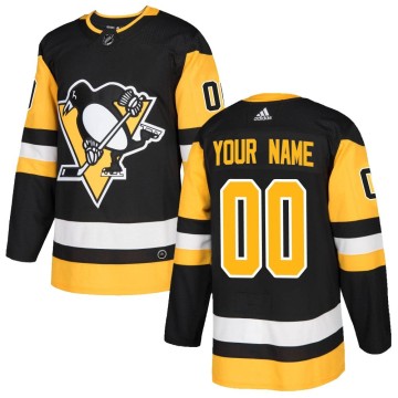 Authentic Adidas Youth Custom Pittsburgh Penguins Custom Home Jersey - Black