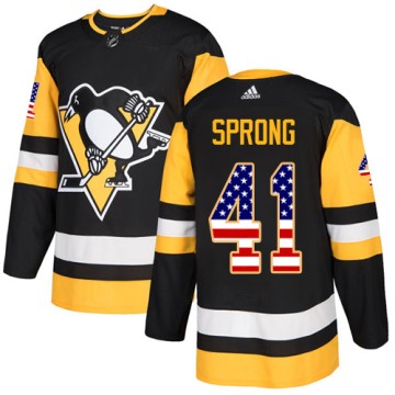 Authentic Adidas Youth Daniel Sprong Pittsburgh Penguins USA Flag Fashion Jersey - Black