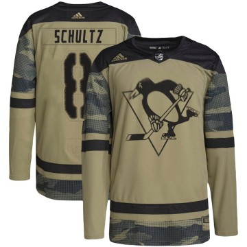 Authentic Adidas Youth Dave Schultz Pittsburgh Penguins Military Appreciation Practice Jersey - Camo