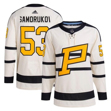 Authentic Adidas Youth Dmitri Samorukov Pittsburgh Penguins 2023 Winter Classic Jersey - Cream