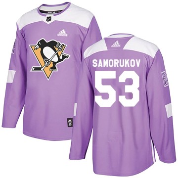 Authentic Adidas Youth Dmitri Samorukov Pittsburgh Penguins Fights Cancer Practice Jersey - Purple