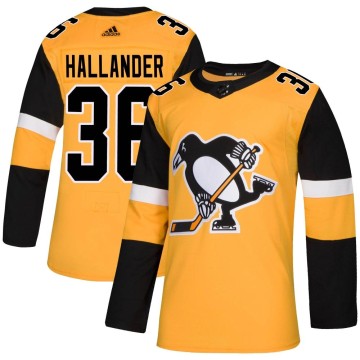 Authentic Adidas Youth Filip Hallander Pittsburgh Penguins Alternate Jersey - Gold