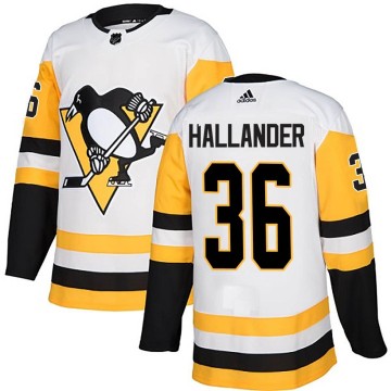 Authentic Adidas Youth Filip Hallander Pittsburgh Penguins Away Jersey - White