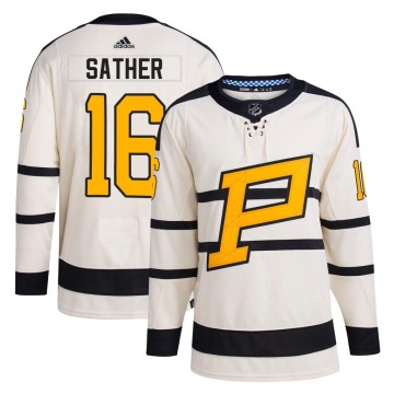 Authentic Adidas Youth Glen Sather Pittsburgh Penguins 2023 Winter Classic Jersey - Cream