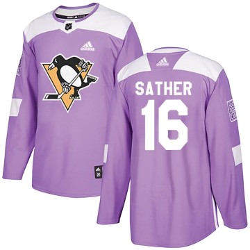 Authentic Adidas Youth Glen Sather Pittsburgh Penguins Fights Cancer Practice Jersey - Purple