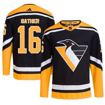 Authentic Adidas Youth Glen Sather Pittsburgh Penguins Reverse Retro 2.0 Jersey - Black