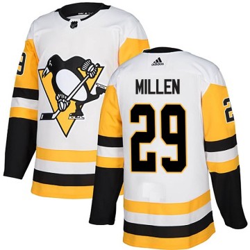 Authentic Adidas Youth Greg Millen Pittsburgh Penguins Away Jersey - White