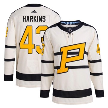 Authentic Adidas Youth Jansen Harkins Pittsburgh Penguins 2023 Winter Classic Jersey - Cream