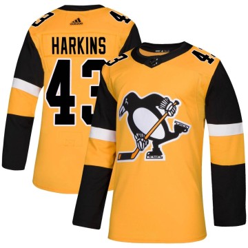 Authentic Adidas Youth Jansen Harkins Pittsburgh Penguins Alternate Jersey - Gold