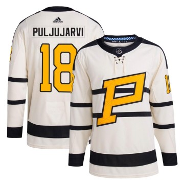 Authentic Adidas Youth Jesse Puljujarvi Pittsburgh Penguins 2023 Winter Classic Jersey - Cream