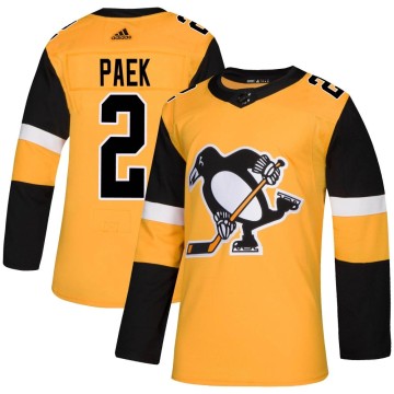 Authentic Adidas Youth Jim Paek Pittsburgh Penguins Alternate Jersey - Gold