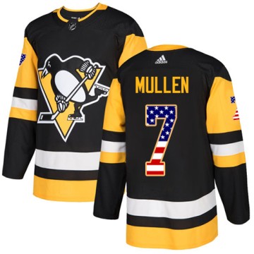 Authentic Adidas Youth Joe Mullen Pittsburgh Penguins USA Flag Fashion Jersey - Black