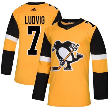 Authentic Adidas Youth John Ludvig Pittsburgh Penguins Alternate Jersey - Gold