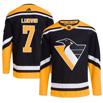 Authentic Adidas Youth John Ludvig Pittsburgh Penguins Reverse Retro 2.0 Jersey - Black