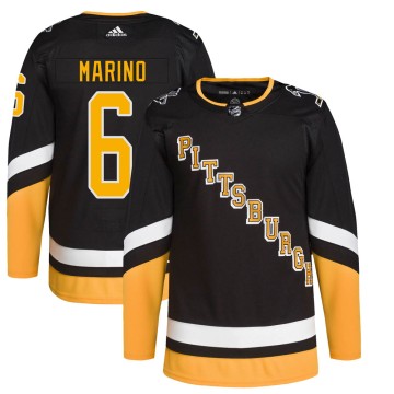 Authentic Adidas Youth John Marino Pittsburgh Penguins 2021/22 Alternate Primegreen Pro Player Jersey - Black