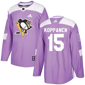 Authentic Adidas Youth Joona Koppanen Pittsburgh Penguins Fights Cancer Practice Jersey - Purple