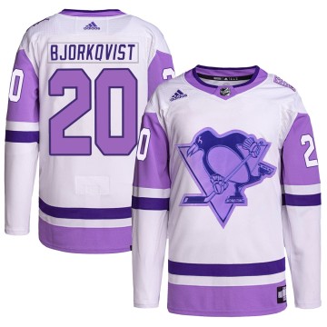 Authentic Adidas Youth Kasper Bjorkqvist Pittsburgh Penguins Hockey Fights Cancer Primegreen Jersey - White/Purple