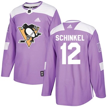 Authentic Adidas Youth Ken Schinkel Pittsburgh Penguins Fights Cancer Practice Jersey - Purple