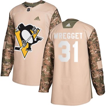 Authentic Adidas Youth Ken Wregget Pittsburgh Penguins Veterans Day Practice Jersey - Camo