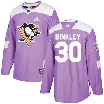 Authentic Adidas Youth Les Binkley Pittsburgh Penguins Fights Cancer Practice Jersey - Purple