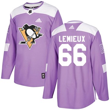 Authentic Adidas Youth Mario Lemieux Pittsburgh Penguins Fights Cancer Practice Jersey - Purple
